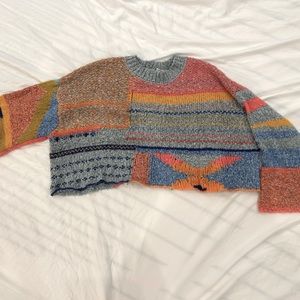 Cropped long sleeve sweater